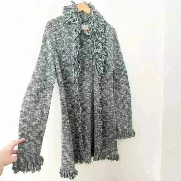 Vintage Nine West Y2K 90s Wool Fringe Cardigan MEDIUM Penny Lane Career Modest - Picture 2 of 8